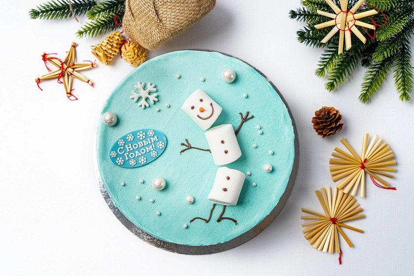 Торт новогодний Молоко и сметана 